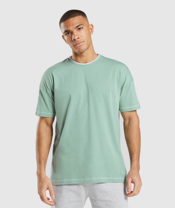 Panske Tricka Gymshark Recess Biele Modre | ZQ9130627